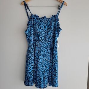 Aqua Women's Bloomingdale's Romper Cheetah Blue and Black Print Size M